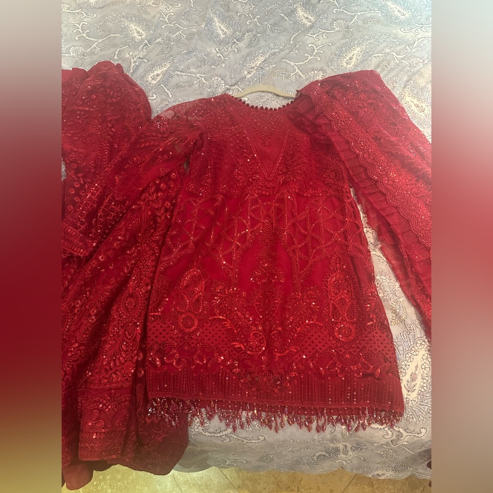 Elegant Red Embroidered Dress - baroque